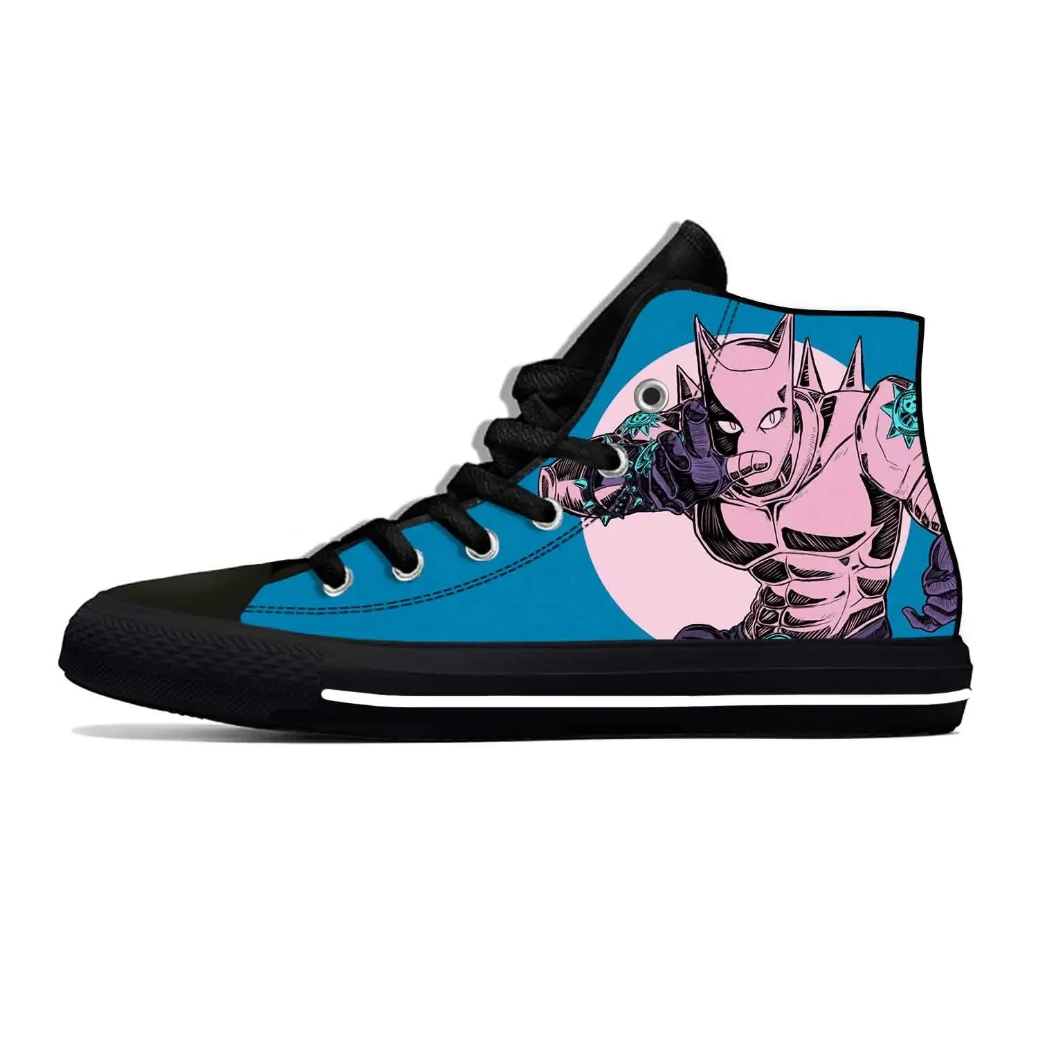 Zapatillas de tela con dibujos animados para hombre y mujer, zapatos informales de JoJo Bizarre Adventure, de alta ayuda, clásicos, de Anime, para verano