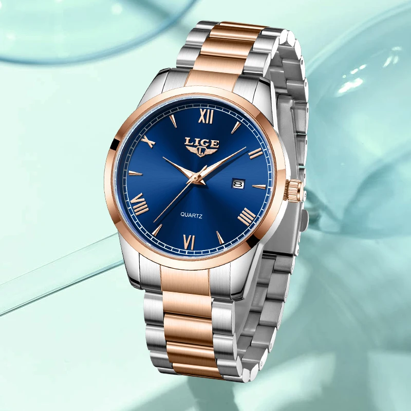 

New LIGE Quartz Woman Watch Elegant Luxury Fashion Classic Auto Date Stainless Steel Waterproof Luminous Watches for Women Clock