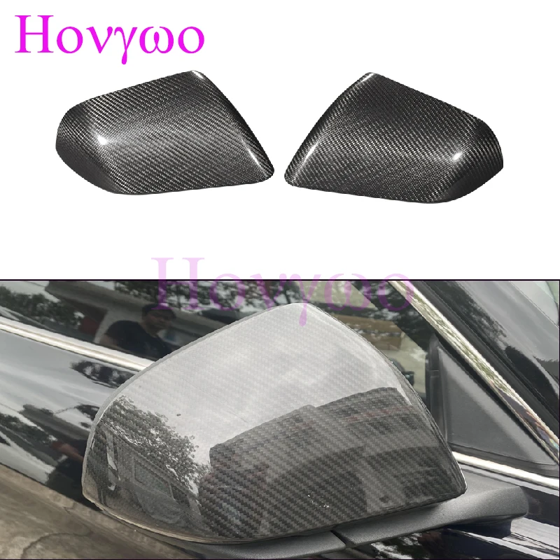 Real Dry Carbon Rearview Mirror Cover Caps US Style without light cutout For Ford Mustang 2014up