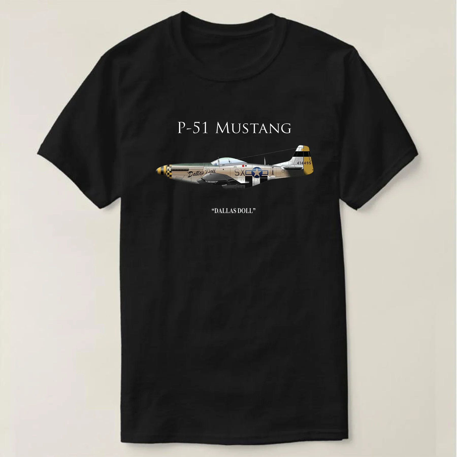 352nd FS 353rd Fighter Group Dallas Doll P-51 Mustang Fighter T-Shirt Short Sleeve Casual 100% Cotton O-Neck Summer Mens T-shirt