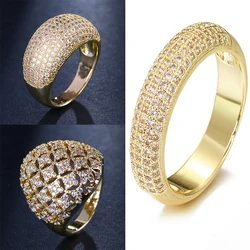 SUGO 2022 Autumn New Arrival Fashion Delicate Gold Color Microencrusted White Zircon Rings for Elegant Women Lovely Jewelry Gift