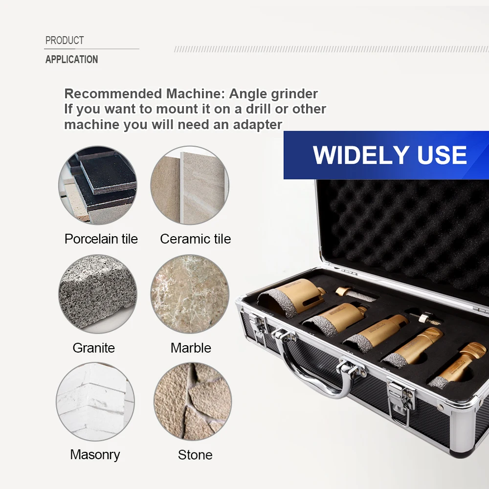 Imagem -05 - Shdiatool-diamond Drilling Core Bits Milling Crown Hex M14 Adaptador Mármore Kit de Cerâmica Hole Saw M14 Dia 20 27 35 55 68 mm Pcs