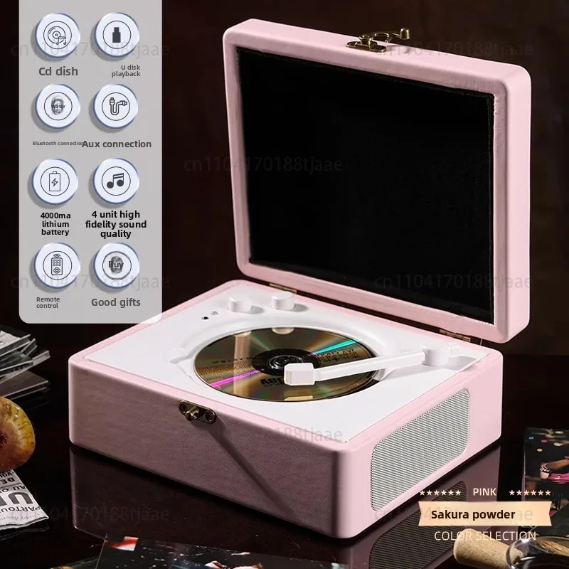 Retro CD player, Bluetooth speaker, listen to albums, music all-in-one player, vinyl records, CDs, discs, and high sound quality view 3