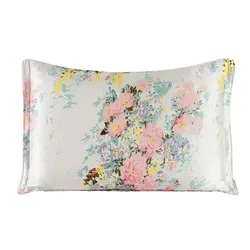 One Side Pillowcase 1pc 100% Mulbery Silk Pillowcase Printed Floral Color Silk Pillow Cover Standard Queen King
