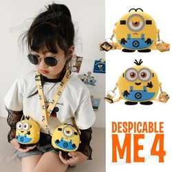 Minionses Silicone Bag Anime Action Figure Shape Shoulder Bags Kids Coin Purse Kawaii Mini Wallet Multi Functional Waterproof