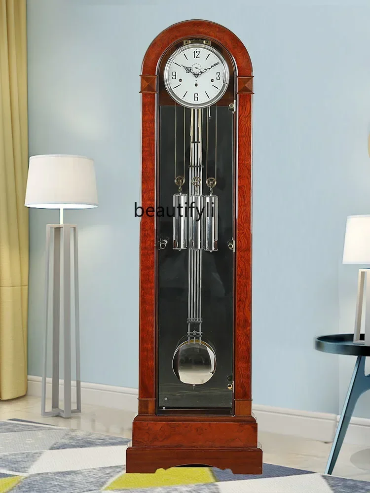 

07Luxury Mechanical Floor Clock See-through German 12 Tone Drawstring Movement Classic Retro Master Clock