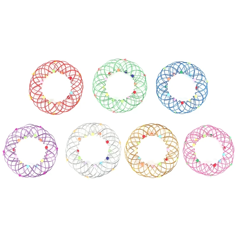 

7PCS Magic Mandala Flower Basket Toy Magic Loops Wire Fidget Toy Flexible Basket Soft Magical Toys For Adults Kids