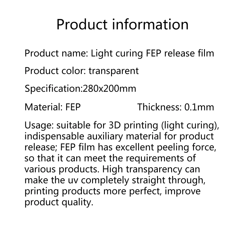 3Dプリンター用FEPリリースフィルム,高透過強度,200x280mm, LCD SLA樹脂,dlp,オリジナル,バッチあたり2個