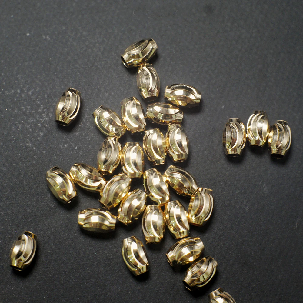 Pure 18k Gold Olive Beads Au750 Gold Spacer Beads Fine Jewelry Components Necklace Bracelet Anklet Earrings DIY Accessories