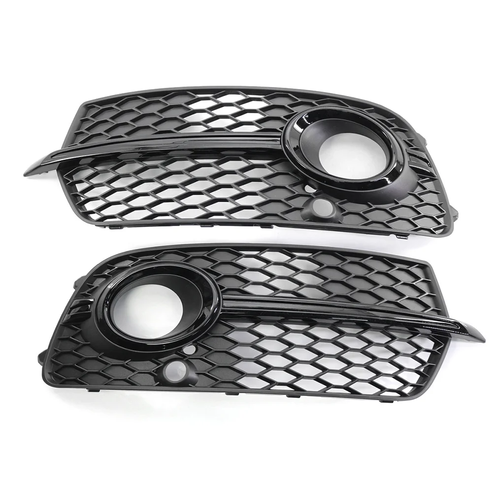 2x Black Car Front Bumper Fog Light Grill Grille Cover For Audi Q5 S-Line 2013 2014 2015 2016 2017 8R0807681S 8R0807682N