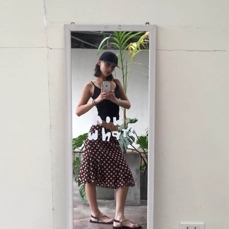 Summer 2026 Retro American Pure Desire Spotted Low Waist Lace  Knot Fish Tail Half Skirt Women's Casual Polyester Fiber