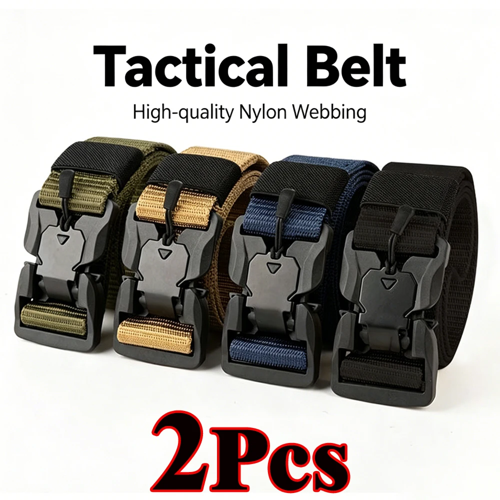 New Genuine Tactical Belt Magnetic Buckle Quick Release Men's Belt Casual Nylon Tooling Training Golf Belt for Men Trousers Belt