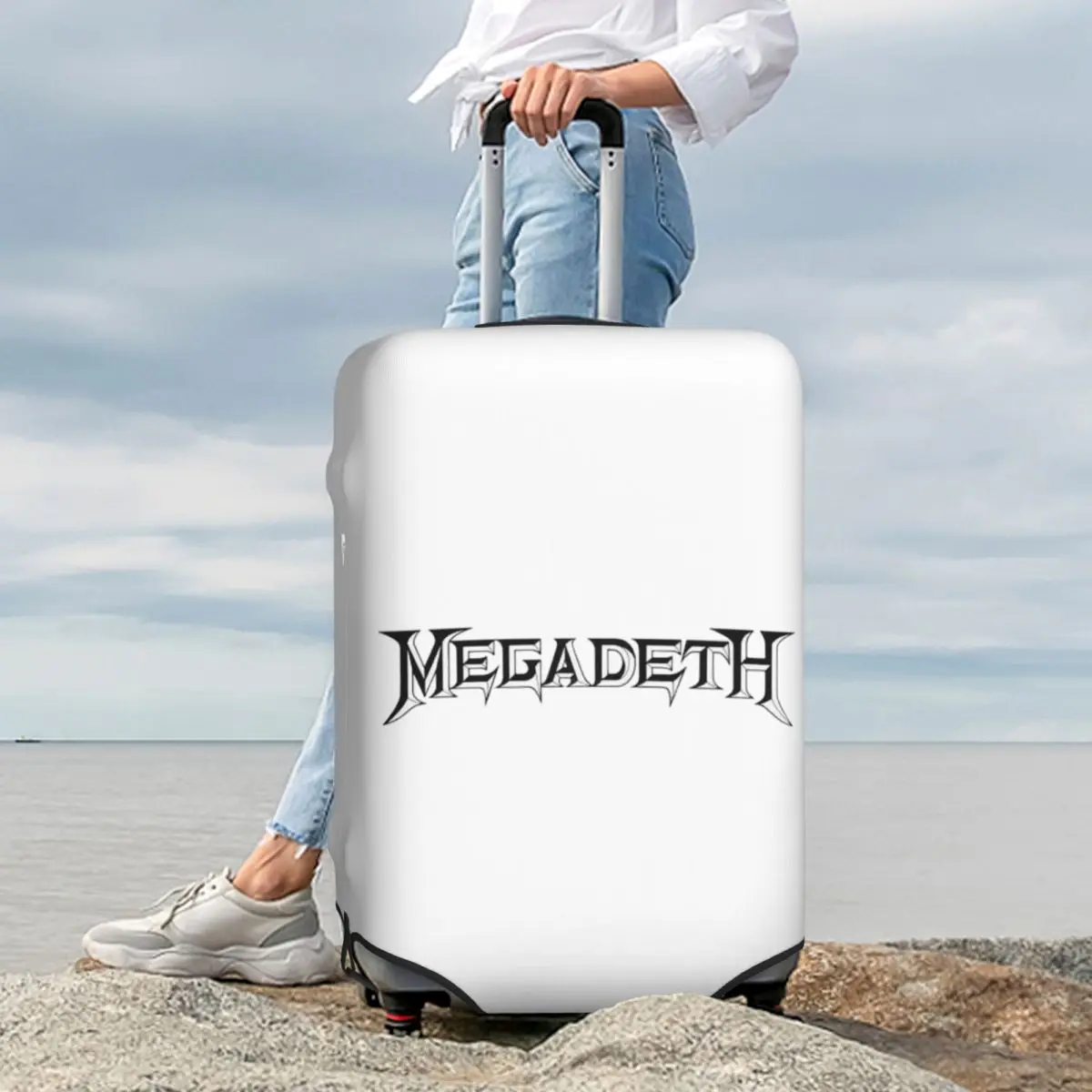 

Роскошный защитный чехол для чемодана с металлическим ремешком Megadeth, эластичные защитные чехлы для дорожного багажа на 18-32 дюймов