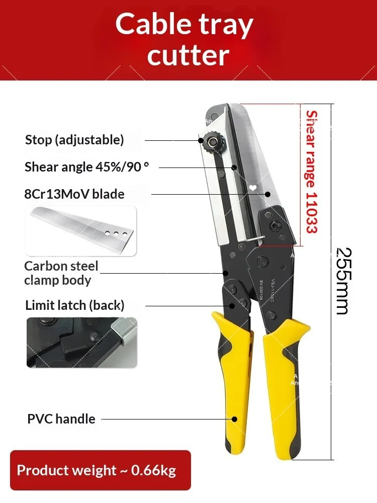 PVC Wire Slot Cutting Tool 45°/90°Multi Angle Manual Plastic Trunking Cutter PE PPR Plastic Pipe Cutting Trim Scissor VSJ-110XC