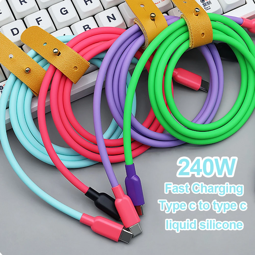 240W Liquid Silicone USB C To Type C Fast Charging Cable Type C Data Cord For IPhone 17 16 15 Pro Max MacBook iPad Samsung S26