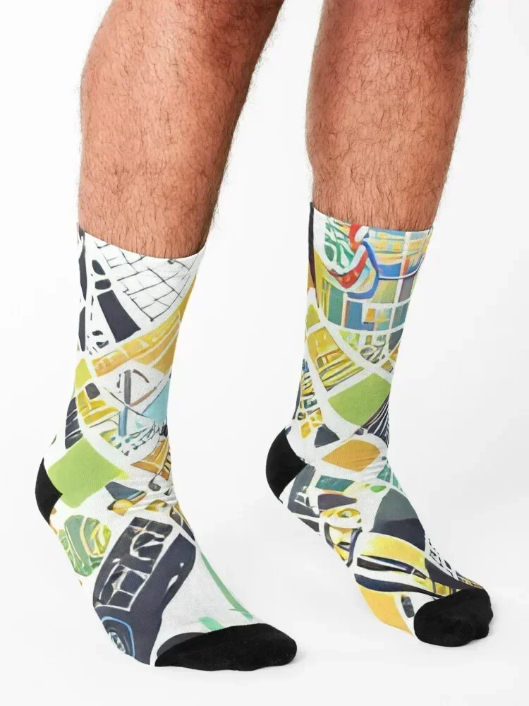 Abstract Blocks Socks golf funny sock Stockings Lots Socks Woman Men's