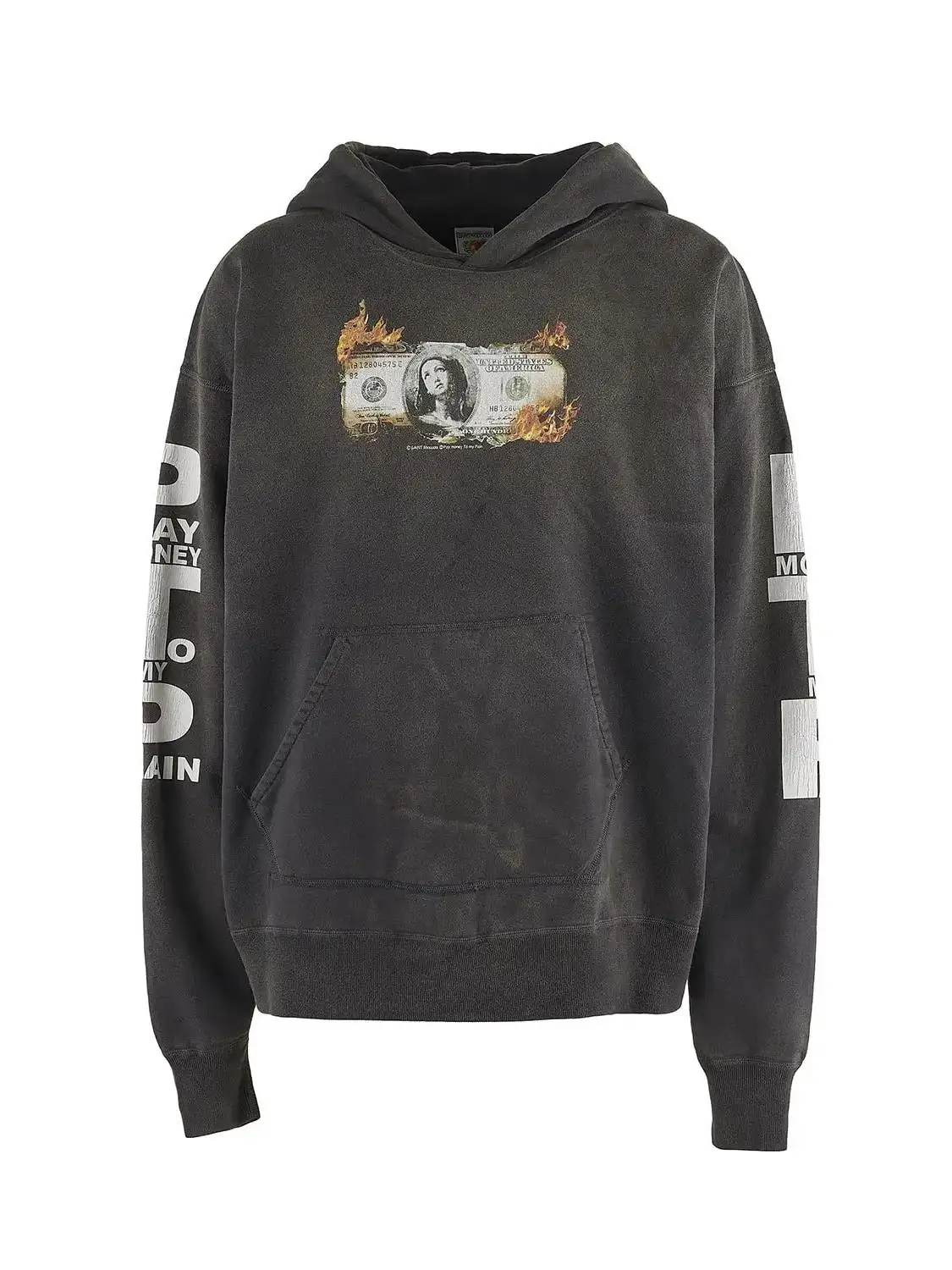 Saint Mxxxxxx Vintage Waed Hoodie Money Print Loose Fit Long Sve Crew Ne Sweatirt for Youth Autumn Winter Home Wear