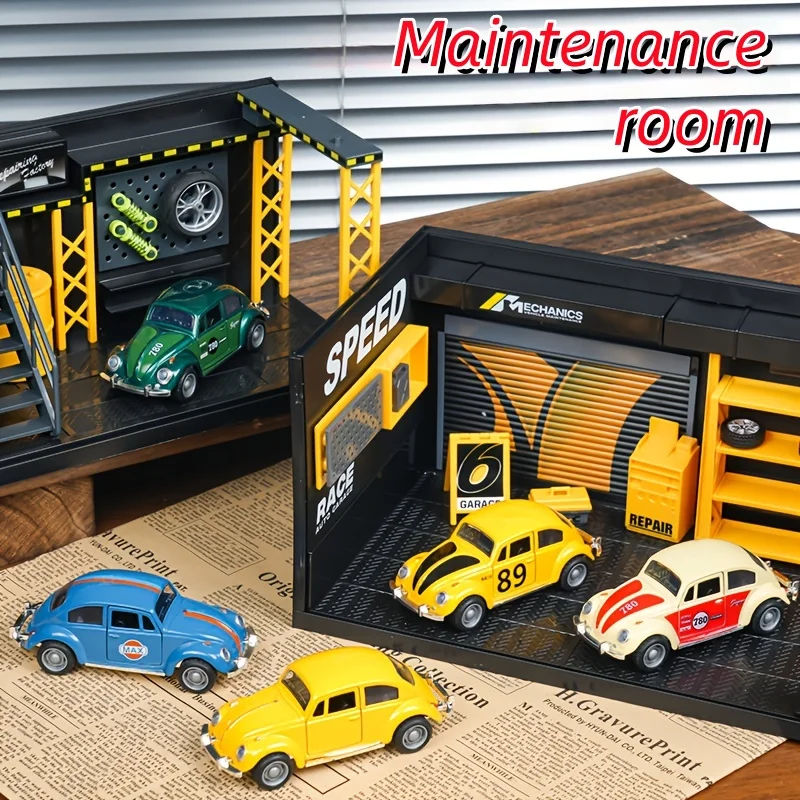 

Модель масштаба 1:24, мастерская по ремонту, световая витрина, модель из сплава, парковка по складе, мастерская по ремонту сборки