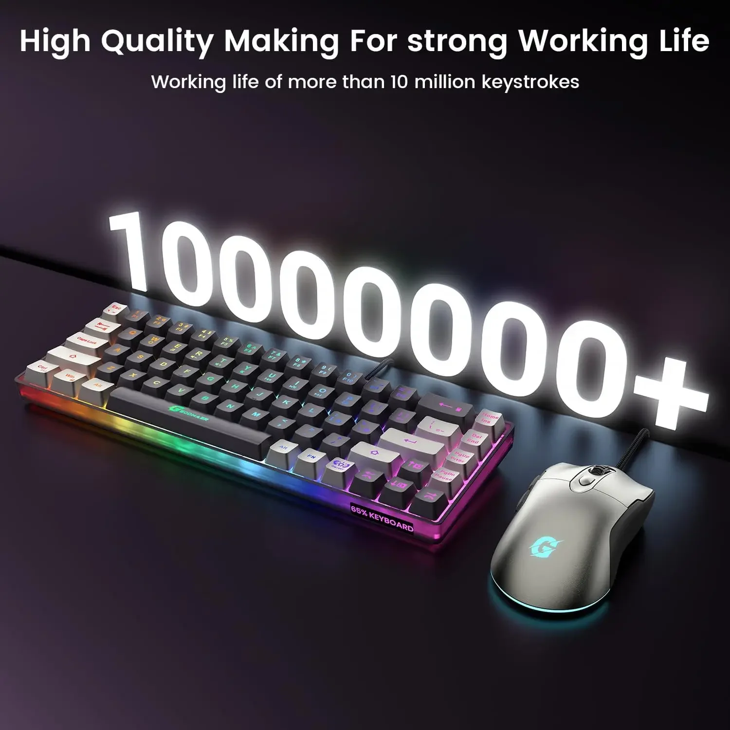 65% RGB Gaming Keyboard & 7200 - Gaming Keyboard And Mouse Combo avis et prix
