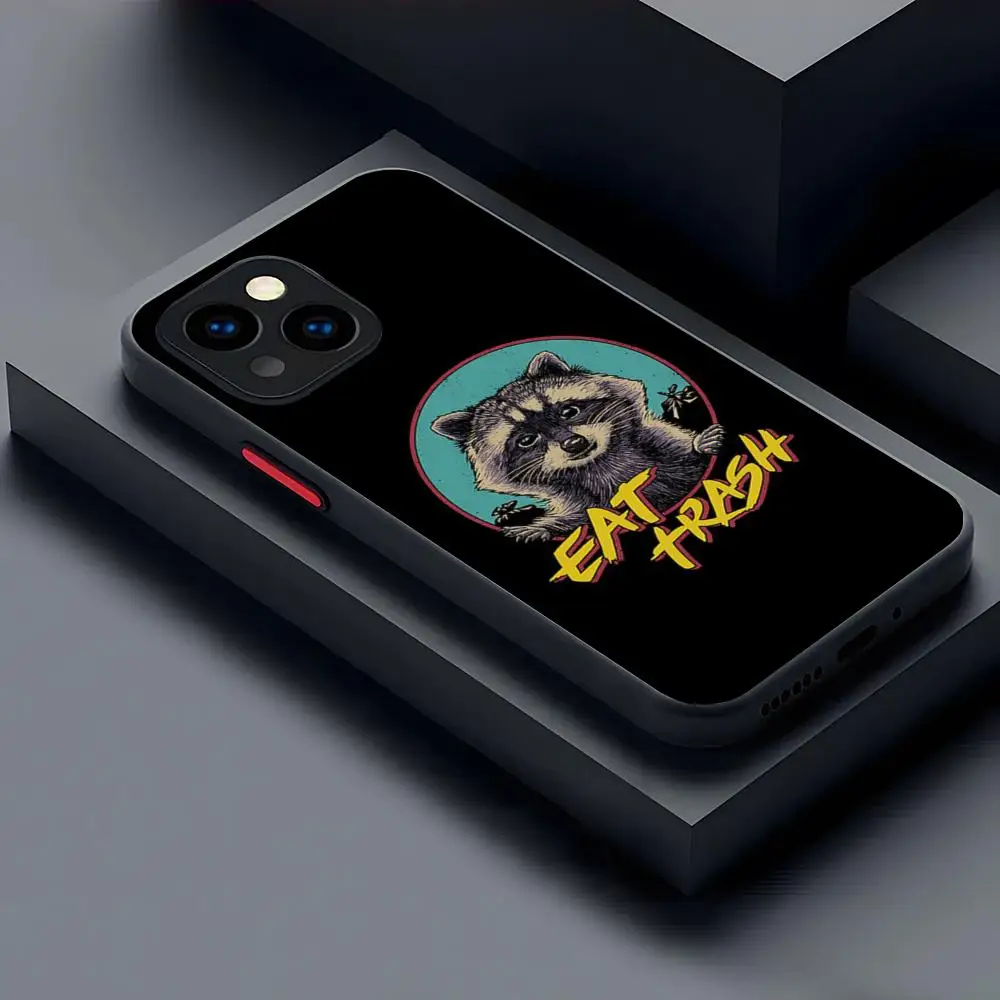 Raccoon Rascal casing ponsel Matte transparan, penutup belakang 16 15 IPhone 12 11 13 Pro Max X XR XS 8 SE Mini Plus