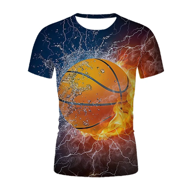 Summer T-Shirts 3D Print Flame Basketball Sports T Shirt Fashion Casual Kawaii Hip Hop Kids Tshirt Men's Shirts Woman t-shirts