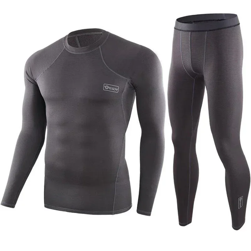 サーマル下着-ロングジョンズ-メンズ-ジャージ-スポーツ-フリース-暖かい-通気性-伸縮性-速乾性-サーモトップス-パンツセット