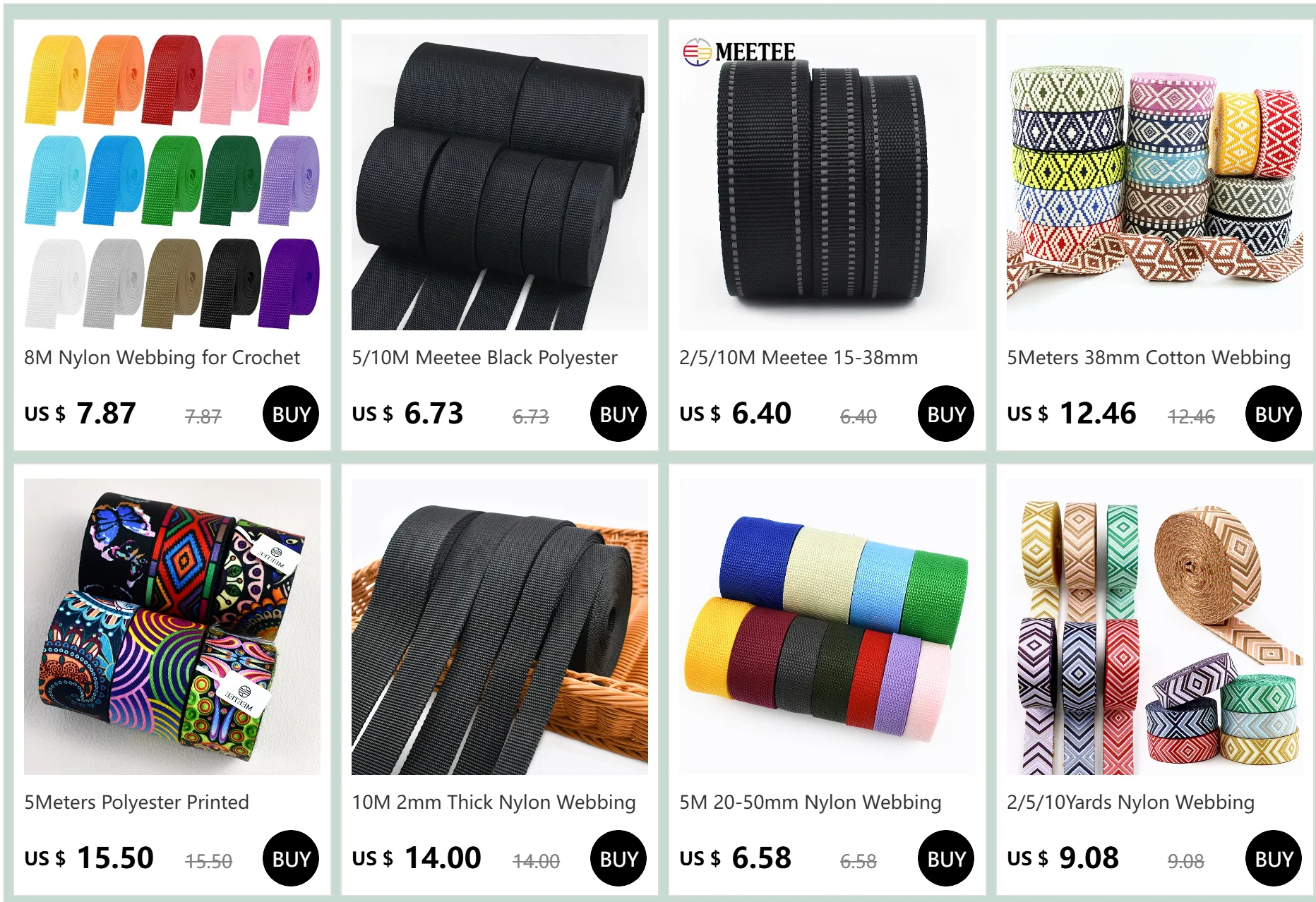 10M 2mm Dickes Nylon-Gurtband 20/25/30/38/50mm Rucksack-Band Hundehalsband-Bänder Gepäck-Biasband Nähband – Detail 1