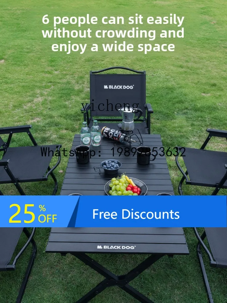 

Camping Table and Chairs Outdoor Camping Picnic Full Set Portable Folding Egg Roll Table