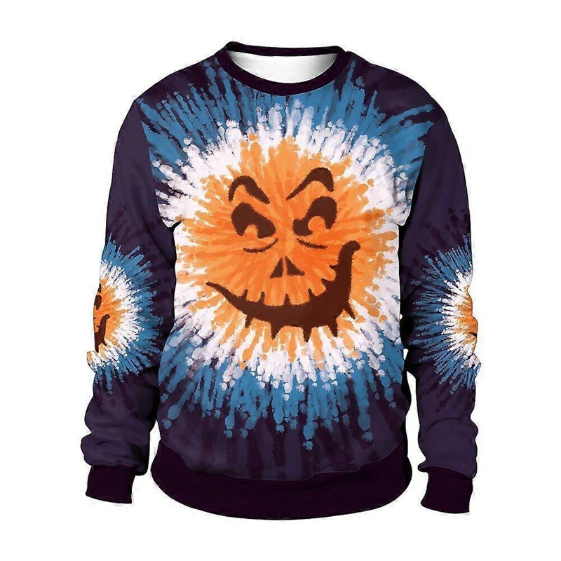 العصرية شبح الوجه الجرافيك هالوين سترة قبيحة الخريف الشتاء طويلة الأكمام ثلاثية الأبعاد المطبوعة بلوزات عادية الشارع الشهير البلوفرات #4