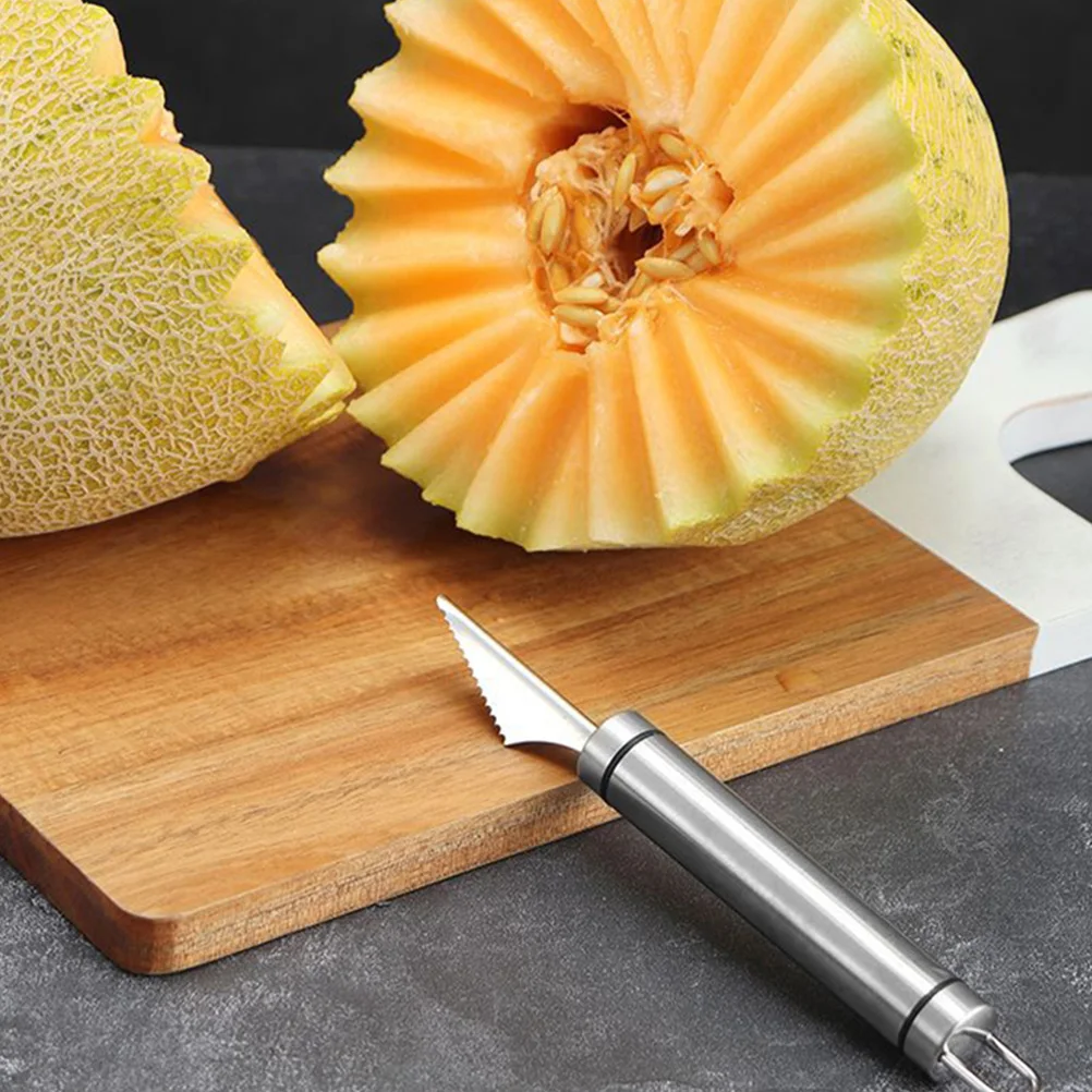 

4Pcs Stainless Steel Fruit Carving Knives for Watermelon Cantaloupe Cucumber Dragon Fruit Silver