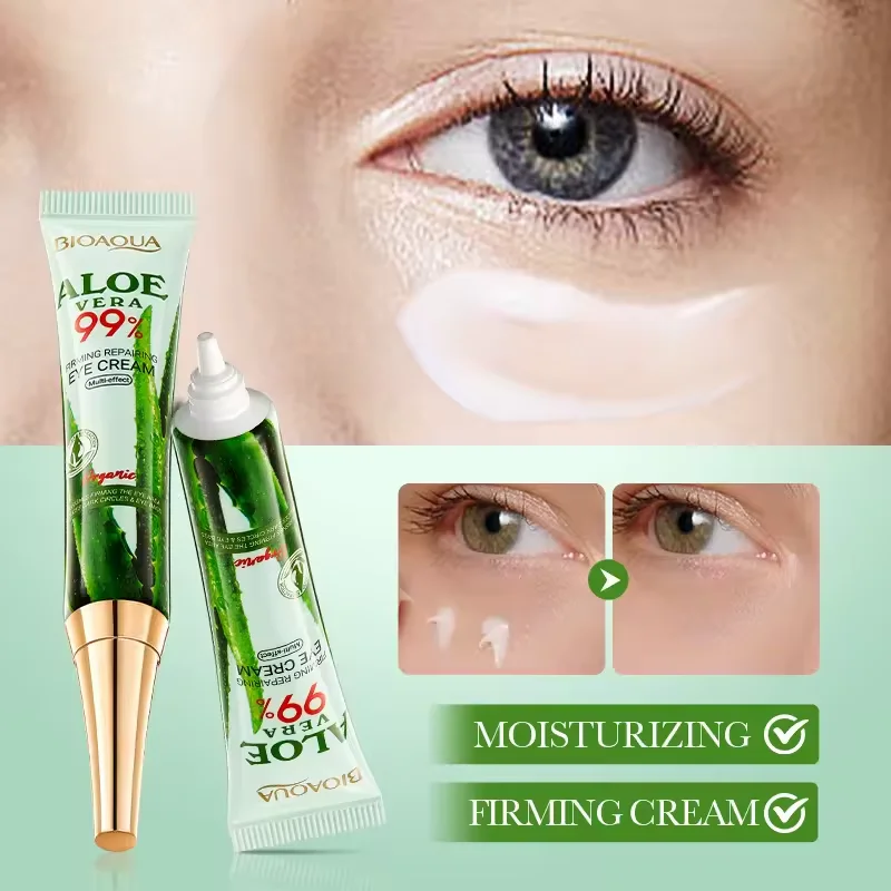 

Aloe Vera Eye Cream with Hyaluronic Acid and Vitamin C-Anti-Dark Circles,Anti-Wrinkle Treatment-Glycerin Moisturizing Treatment
