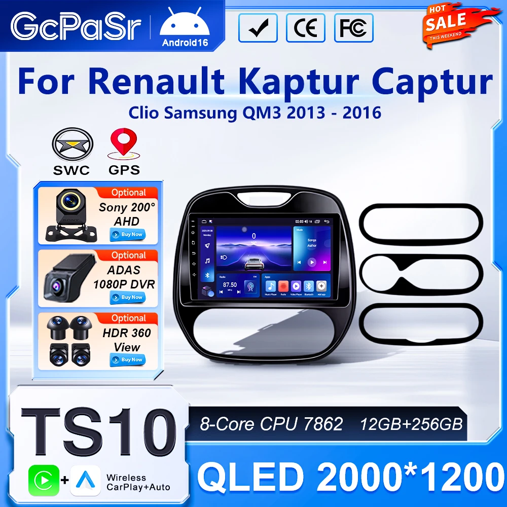 Android Carplay For Renault Captur Kaptur Clio Samsung QM3 2013 2014 2015 2016 Car Radio Stereo GPS Navigation 2 Din Bluetooth