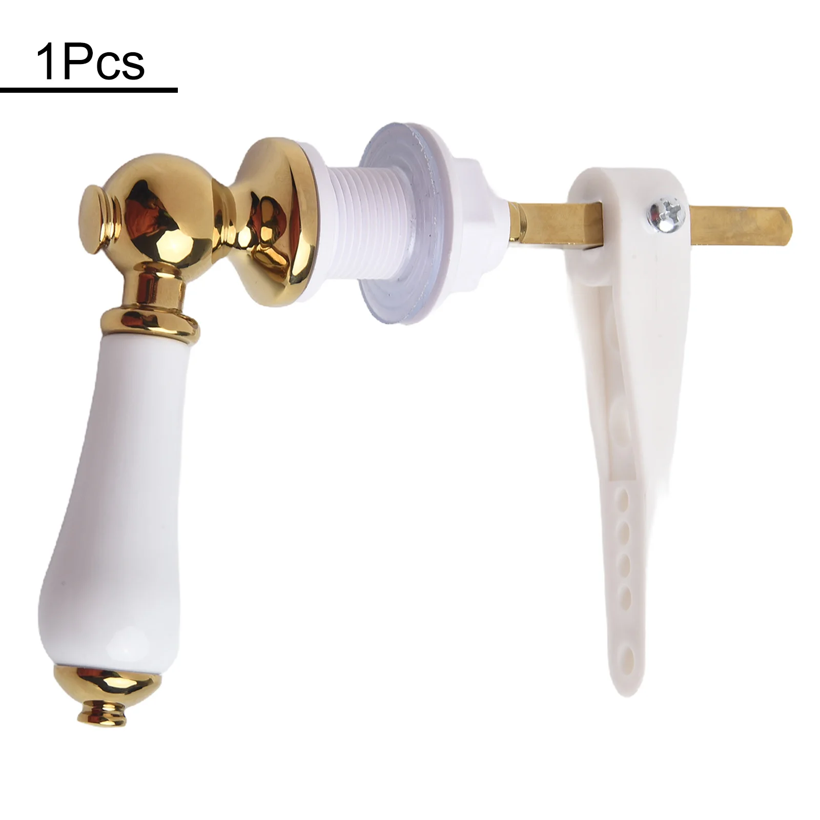 Traditional White Toilet Cistern Lever Heavy Duty Design Smooth Flushing Action Luxurious Gold Plated Ceramic Finish