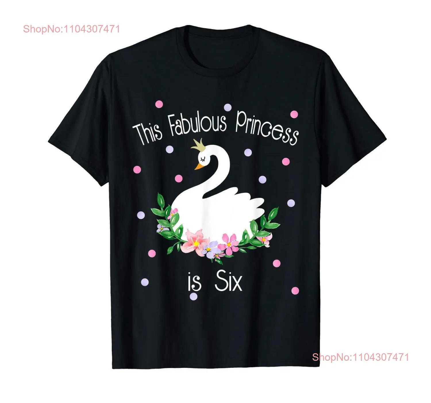 Kids Fabulous Princess Swan Birthday T Shirt for Girls All Ages 1 2 3 4 5 6 7 8 9 10 11 12 Years Old