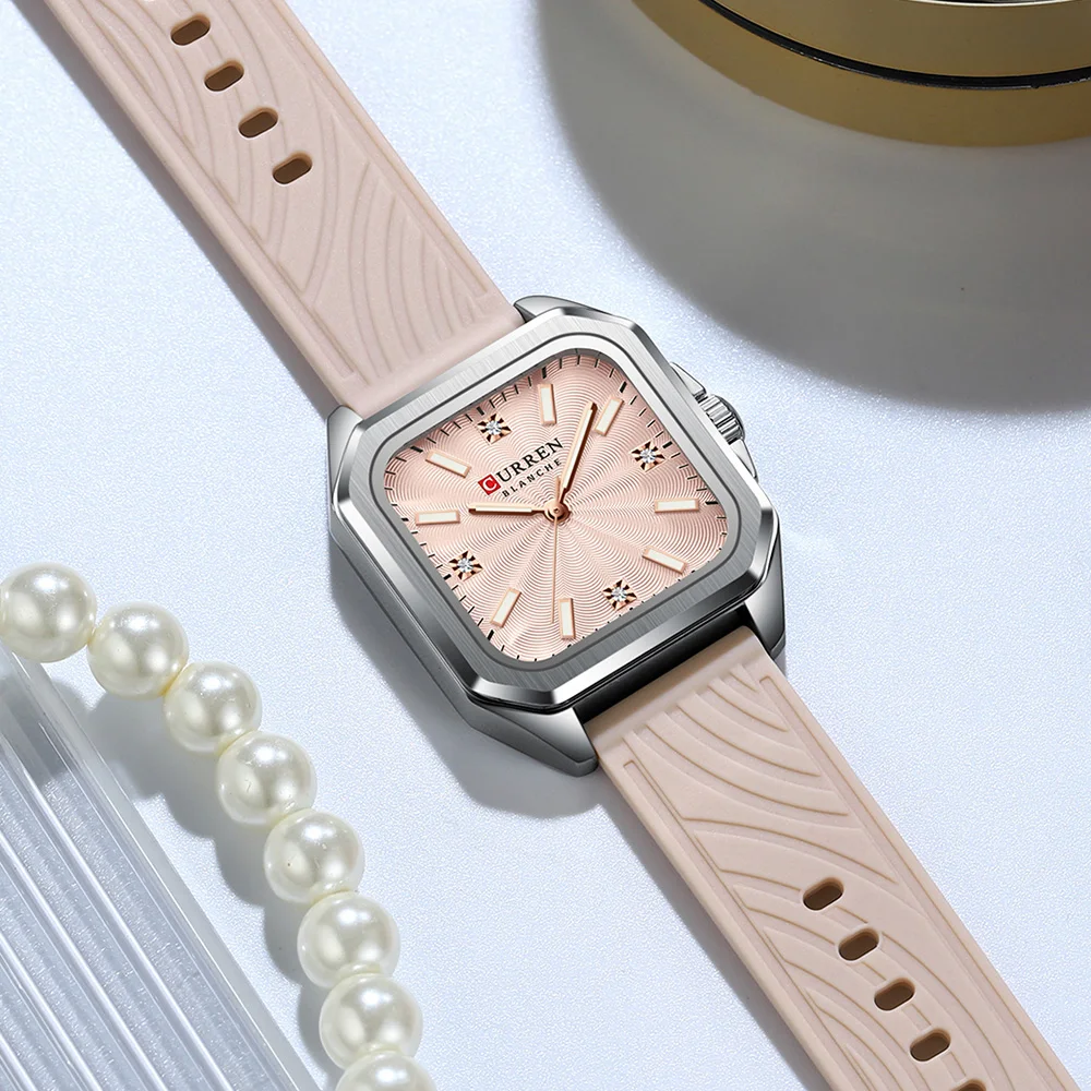 CURREN Mode dames minimalistisch vierkant quartz horloge Casual sport siliconen dames cadeau klokhorloges