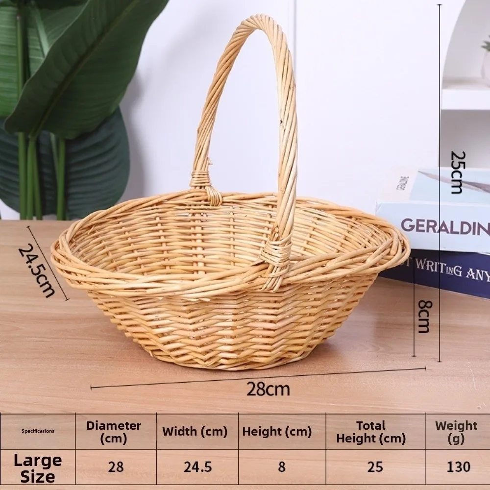 New Handheld Rattan Woven Basket Multi-functional Handwoven Fruit Storage Basket Decorative Picnic Basket Vegetable Storage