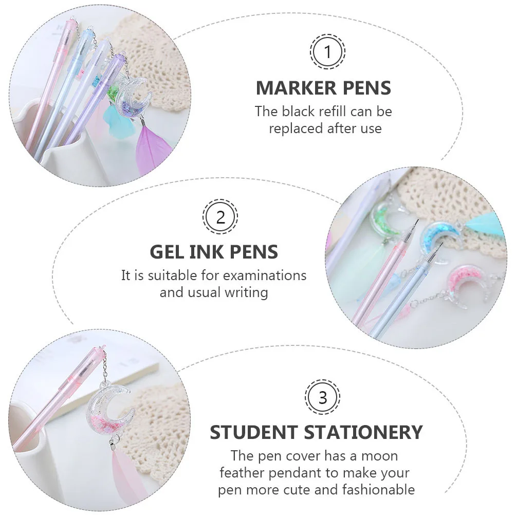 

20Pcs Gel Ink Pens Hanging Pendant Moon Romantic Smooth Writing Gel Pens Student Office Study Stationery