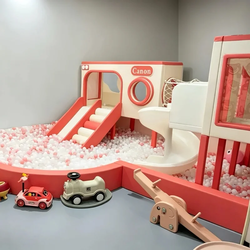 Cute Camera Theme Soft Play Castle Indoor Playground Equipment Kids Climber Rotary Slide Playhouse for Cafe Party Rental