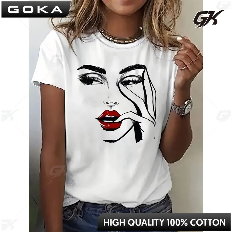 

Women's Printed T-shirt Casual Short Sleeved Round Neck Loose Comfortable Breathable T-shirt Fashionable Trend Top ropa mujer