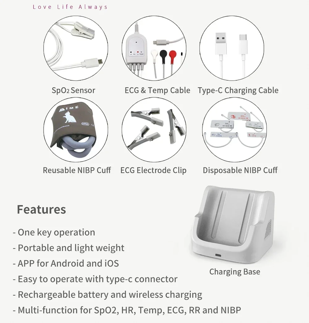 Berry AM6200 6 Parameter Spo2 HR ECG PR TEMP NIBP Good Quality Handheld Veterinary CE Pet Patient