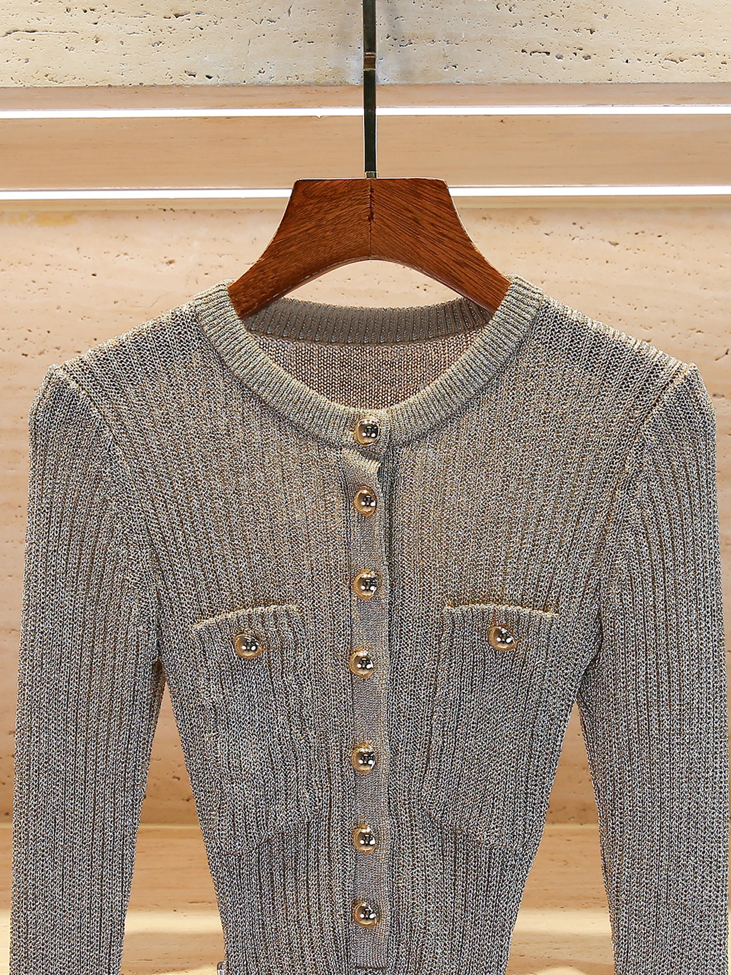 Dr lungo lavorato a maglia a vita alta con catena da cintura Design Ele Sle Pendolarismo Adatto per la stagione autunnale da donna Faion Dr