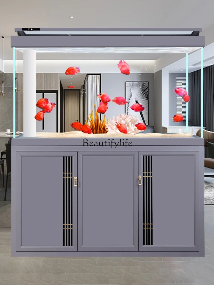 

yj9 Modern Minimalist Viewing Aquarium Living Room Bottom Fish Tank Floor Right Angle Overflow