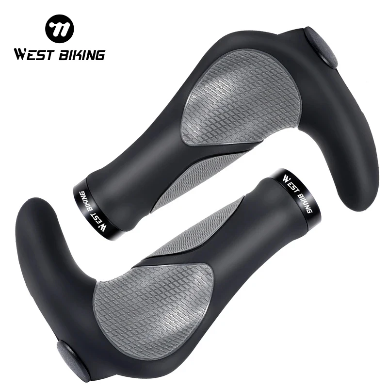 WEST BIKING Bike Components Bar ends MTB Handlebars Rubber Grips & Aluminum Barend Handle bar Ergonomic Push On Soft Grips