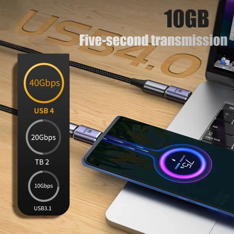 NNBILI USB4.0 40Gbps OTG Type C 90 Degree 100W 5A USB C to Type C Fast Charging Converter USB C Data Adapter For Macbook 8K60HZ