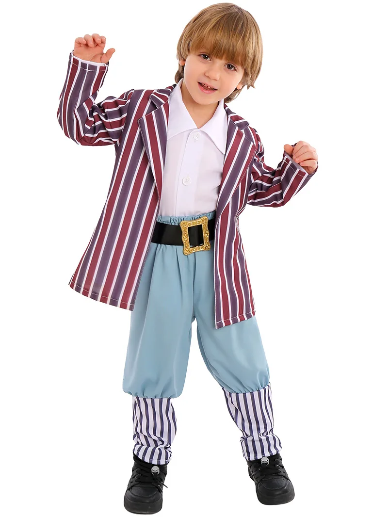 Willy charlie cosplay traje para crianças, role play traje, uniforme, fábrica de chocolate, para o dia das bruxas, mascarado, terno completo, novo