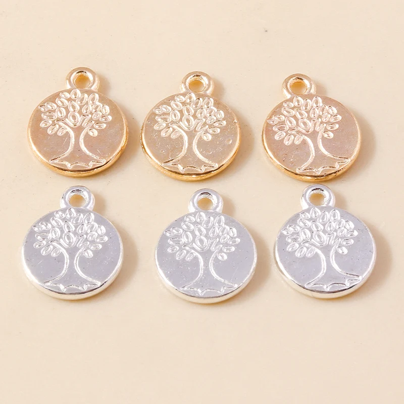 20 stücke 11*15mm Gold Silber Farbe Metall Lebensbaum Anhänger Legierung Baum Münzen Charms Armbänder Halsketten Schmuck machen Zubehör – Detail 5