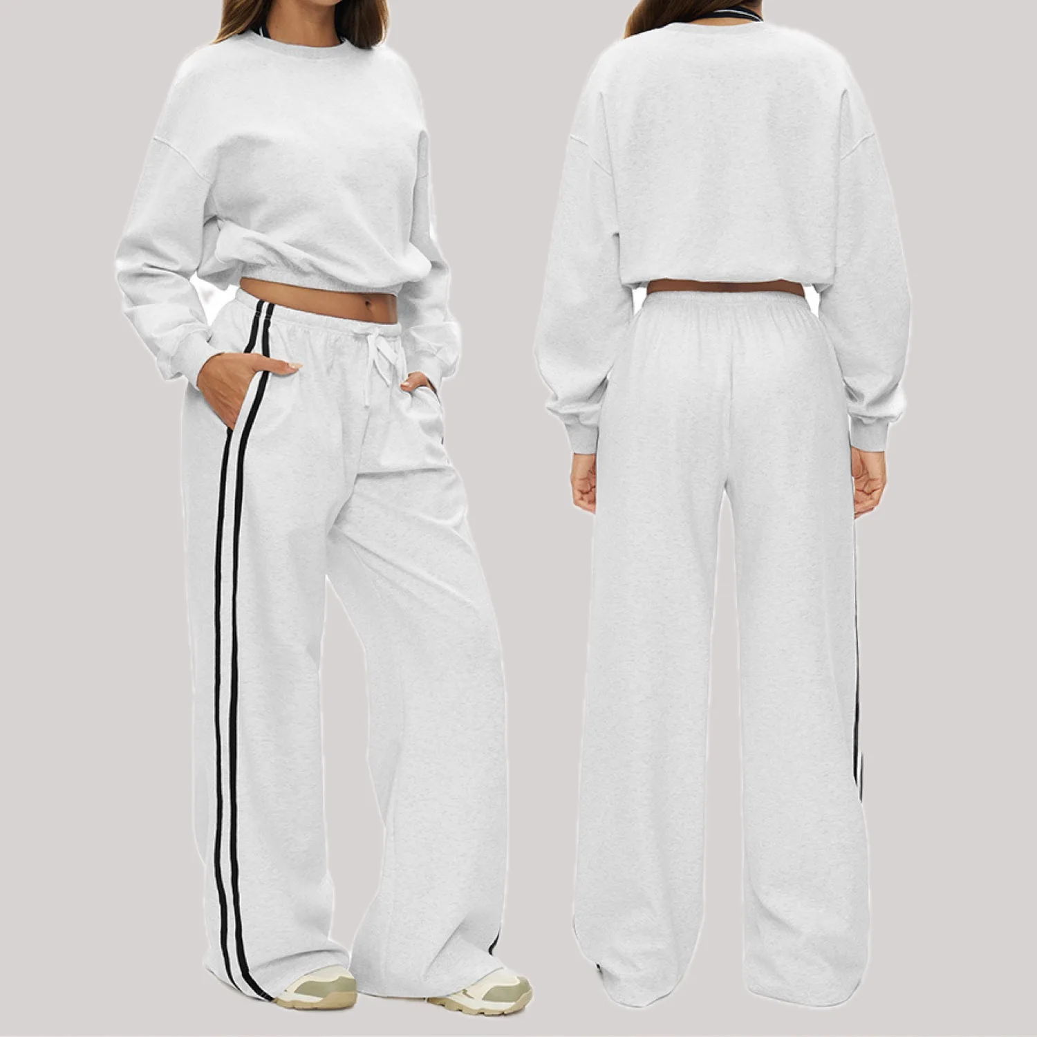 

Ladies autumn and winter leisure 2-piece Joker hoodie yoga suit sports running fitness suit ladies outdoor fashion sports suit