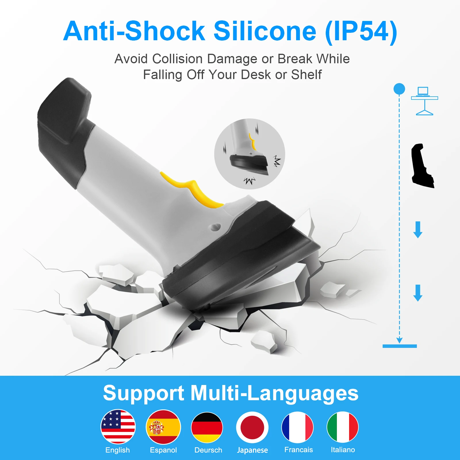 Onewscan، الماسح الضوئي 1D التوصيل والتشغيل، ماسح الباركود اللاسلكي مع شاشة عرض وقاعدة شحن مع جهاز استقبال، المسح السريع. #6