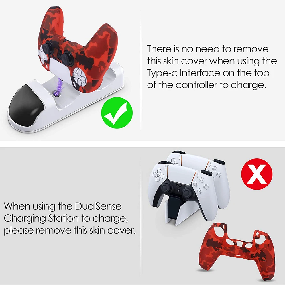 PS5 Controller Case Silicone Rubber Protective Case Cover For Playstation 5 Accessories with Non-slip Cover Thumb Grip Caps