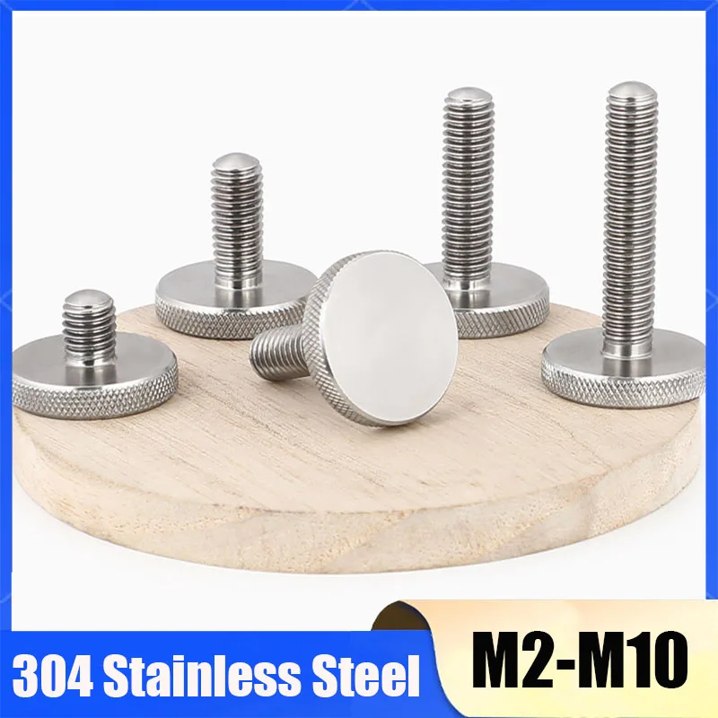 304 Stainless Steel Decorative Thumb Screw Adjusting Bolt M2 M2.5 M3 M4 M5 M6 M8 M10 Knurl Flat Big Round Head Hand Tighten